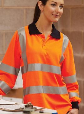 Yoko Hi-Vis Two Band Long Sleeve Polo